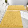 imageSmiry Bathroom Rugs Sets 2 Piece Soft Absorbent Chenille Machine Washable Non Slip Shaggy Bath Rug Set for Tub Shower and Floor 34x2130x20 WhiteYellow