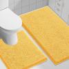 imageSmiry Bathroom Rugs Sets 2 Piece Soft Absorbent Chenille Machine Washable Non Slip Shaggy Bath Rug Set for Tub Shower and Floor 34x2130x20 WhiteYellow