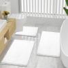 imageSmiry Chenille Bathroom Rugs and Mats Set of 3 Non Slip Absorbent Shaggy Bath Rug for Tub Shower and Bath Room 16quotx 24quot30quot x 20quot36quotx24quot White