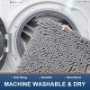 imageSmiry Luxury Chenille Bath Rug Set 2 Piece Extra Soft and Absorbent Shaggy Bathroom Mat Rugs Machine Washable NonSlip Plush Carpet Runner for Tub Shower and Bath Room24x1636x 24Grey