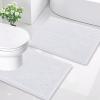 imageSmiry Bathroom Rugs Sets 2 Piece Soft Absorbent Chenille Machine Washable Non Slip Shaggy Bath Rug Set for Tub Shower and Floor 34x2130x20 WhiteWhite