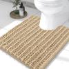 imageSmiry Bathroom Rugs Set 3 Piece Extra Soft Absorbent Non Slip Rubber Backing Machine Washable Quick Dry Chenille Bath Rug Set for Tub Shower and Floor 30quot x 20quot24quot x 16quot UShaped 24quot x 20quot Beige