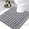 imageSmiry Bathroom Rugs Set 3 Piece Extra Soft Absorbent Non Slip Rubber Backing Machine Washable Quick Dry Chenille Bath Rug Set for Tub Shower and Floor 36quot x 24quot30quot x 20quot UShaped 24quot x 20quot Grey