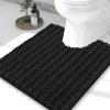 imageSmiry Bathroom Rugs Set 3 Piece Extra Soft Absorbent Non Slip Rubber Backing Machine Washable Quick Dry Chenille Bath Rug Set for Tub Shower and Floor 47quot x 20quot30quot x 20quot UShaped 24quot x 20quot Black