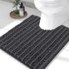 imageSmiry Bathroom Rugs Set 3 Piece Soft Absorbent Non Slip Rubber Backing Machine Washable Quick Dry Chenille Bath Rug Set for Tub Shower and Floor 30quot x 20quot24quot x 16quot UShaped 24quot x 20quot Dark Gray