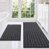 imageSmiry Bathroom Rugs Set 3 Piece Soft Absorbent Non Slip Rubber Backing Machine Washable Quick Dry Chenille Bath Rug Set for Tub Shower and Floor 47quot x 20quot24quot x 16quot UShaped 24quot x 20quot Dark Grey