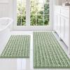 imageSmiry Bathroom Rugs Set 3 Piece Soft Absorbent Non Slip Rubber Backing Machine Washable Quick Dry Chenille Bath Rug Set for Tub Shower and Floor 47quot x 20quot24quot x 16quot UShaped 24quot x 20quot Sage Green