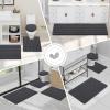 imageSmiry Bathroom Rugs Set 3 Piece Soft Absorbent Non Slip Rubber Backing Machine Washable Quick Dry Chenille Bath Rug Set for Tub Shower and Floor 47quot x 20quot24quot x 16quot UShaped 24quot x 20quot Dark Grey