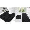 imageSmiry Bathroom Rugs Set 3 Piece Extra Soft Absorbent Non Slip Rubber Backing Machine Washable Quick Dry Chenille Bath Rug Set for Tub Shower and Floor 47quot x 20quot30quot x 20quot UShaped 24quot x 20quot Black