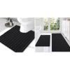 imageSmiry Bathroom Rugs Set 3 Piece Extra Soft Absorbent Non Slip Rubber Backing Machine Washable Quick Dry Chenille Bath Rug Set for Tub Shower and Floor 47quot x 20quot24quot x 16quot UShaped 24quot x 20quot Black