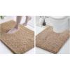 imageSmiry Chenille Bathroom Rugs 24x16 and UShaped Toilet Bath Rugs 24x20 Extra Soft and Absorbent Shaggy Bath Mat Machine Washable NonSlip Plush Carpet Beige