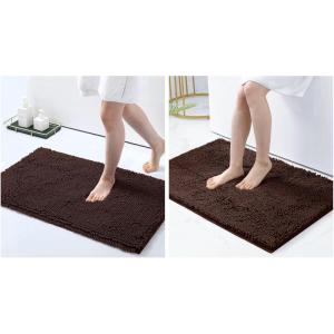 imageSmiry Luxury Chenille Bath Rug Set 2 Piece Extra Soft and Absorbent Shaggy Bathroom Mat Rugs Machine Washable NonSlip Plush Carpet Runner for Tub Shower and Bath Room30x2036quotx24quotBrown