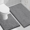 imageSmiry Bathroom Rugs and Mats Set of 3 Non Slip Absorbent Shaggy Bath Rug for Tub Shower and Bath Room 24quotx 16quot30quot x 20quot24quot x20quot Dark Grey