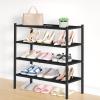 imageSmiry Bamboo Shoe Rack 3 Tier Shoe Organizer for Entryway ampamp Closet Stackable Free Standing Storage Shelf for Shoes Bags ampamp Plants GreyBlack