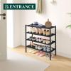 imageSmiry Bamboo Shoe Rack 3 Tier Shoe Organizer for Entryway ampamp Closet Stackable Free Standing Storage Shelf for Shoes Bags ampamp Plants GreyBlack