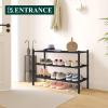 imageSmiry Bamboo Shoe Rack 3 Tier Shoe Organizer for Entryway ampamp Closet Stackable Free Standing Storage Shelf for Shoes Bags ampamp Plants GreyBlack