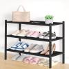 imageSmiry Bamboo Shoe Rack 3 Tier Shoe Organizer for Entryway ampamp Closet Stackable Free Standing Storage Shelf for Shoes Bags ampamp Plants GreyBlack