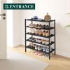 imageSmiry Bamboo Shoe Rack 3 Tier Shoe Organizer for Entryway ampamp Closet Stackable Free Standing Storage Shelf for Shoes Bags ampamp Plants GreyBlack