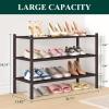 imageSmiry Bamboo Shoe Rack 3 Tier Shoe Organizer for Entryway ampamp Closet Stackable Free Standing Storage Shelf for Shoes Bags ampamp Plants GreyBrown