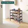 imageSmiry Bamboo Shoe Rack 3 Tier Shoe Organizer for Entryway ampamp Closet Stackable Free Standing Storage Shelf for Shoes Bags ampamp Plants GreyBrown