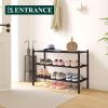 imageSmiry Bamboo Shoe Rack 3 Tier Shoe Organizer for Entryway ampamp Closet Stackable Free Standing Storage Shelf for Shoes Bags ampamp Plants GreyBrown