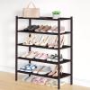 imageSmiry Bamboo Shoe Rack 3 Tier Shoe Organizer for Entryway ampamp Closet Stackable Free Standing Storage Shelf for Shoes Bags ampamp Plants GreyBrown