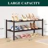 imageSmiry Bamboo Shoe Rack 3 Tier Shoe Organizer for Entryway ampamp Closet Stackable Free Standing Storage Shelf for Shoes Bags ampamp Plants GreyBrown