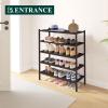 imageSmiry Bamboo Shoe Rack 3 Tier Shoe Organizer for Entryway ampamp Closet Stackable Free Standing Storage Shelf for Shoes Bags ampamp Plants GreyBrown