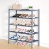 imageSmiry Bamboo Shoe Rack 3 Tier Shoe Organizer for Entryway ampamp Closet Stackable Free Standing Storage Shelf for Shoes Bags ampamp Plants GreyGrey