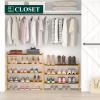 imageSmiry Bamboo Shoe Rack 3 Tier Shoe Organizer for Entryway ampamp Closet Stackable Free Standing Storage Shelf for Shoes Bags ampamp Plants GreyNatural