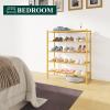 imageSmiry Bamboo Shoe Rack 3 Tier Shoe Organizer for Entryway ampamp Closet Stackable Free Standing Storage Shelf for Shoes Bags ampamp Plants GreyNatural