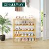 imageSmiry Bamboo Shoe Rack 3 Tier Shoe Organizer for Entryway ampamp Closet Stackable Free Standing Storage Shelf for Shoes Bags ampamp Plants GreyNatural