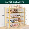 imageSmiry Bamboo Shoe Rack 3 Tier Shoe Organizer for Entryway ampamp Closet Stackable Free Standing Storage Shelf for Shoes Bags ampamp Plants GreyNatural