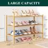 imageSmiry Bamboo Shoe Rack 3 Tier Shoe Organizer for Entryway ampamp Closet Stackable Free Standing Storage Shelf for Shoes Bags ampamp Plants GreyNatural