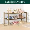imageSmiry Bamboo Shoe Rack 3 Tier Shoe Organizer for Entryway ampamp Closet Stackable Free Standing Storage Shelf for Shoes Bags ampamp Plants GreyWalnut