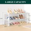 imageSmiry Bamboo Shoe Rack 3 Tier Shoe Organizer for Entryway ampamp Closet Stackable Free Standing Storage Shelf for Shoes Bags ampamp Plants GreyWhite