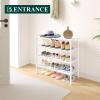 imageSmiry Bamboo Shoe Rack 3 Tier Shoe Organizer for Entryway ampamp Closet Stackable Free Standing Storage Shelf for Shoes Bags ampamp Plants GreyWhite