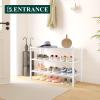 imageSmiry Bamboo Shoe Rack 3 Tier Shoe Organizer for Entryway ampamp Closet Stackable Free Standing Storage Shelf for Shoes Bags ampamp Plants GreyWhite