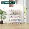 imageSmiry Bamboo Shoe Rack 3 Tier Shoe Organizer for Entryway ampamp Closet Stackable Free Standing Storage Shelf for Shoes Bags ampamp Plants GreyWhite