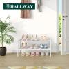 imageSmiry Bamboo Shoe Rack 3 Tier Shoe Organizer for Entryway ampamp Closet Stackable Free Standing Storage Shelf for Shoes Bags ampamp Plants GreyWhite
