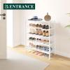 imageSmiry Bamboo Shoe Rack 3 Tier Shoe Organizer for Entryway ampamp Closet Stackable Free Standing Storage Shelf for Shoes Bags ampamp Plants GreyWhite