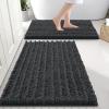 imageSmiry Bathroom Rugs Sets 2 Piece Soft Absorbent Non Slip Rubber Backing Machine Washable Quick Dry Chenille Bath Rug Set for Tub Shower and Floor 30quot x 20quot Plus 24quot x 16quot BlackDark Grey