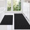 imageSmiry Bathroom Rugs Sets 2 Piece Soft Absorbent Non Slip Rubber Backing Machine Washable Quick Dry Chenille Bath Rug Set for Tub Shower and Floor 30quot x 20quot Plus 24quot x 16quot BlackBlack
