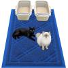 imageSmiry Cat Litter Box Mat 30x17 NonSlip Water Resistant Litter Trapping Mat Easy Clean Less Waste and UrineLocking Cat Carpet for Indoor GreenBlue