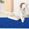 imageSmiry Cat Litter Box Mat 30x17 NonSlip Water Resistant Litter Trapping Mat Easy Clean Less Waste and UrineLocking Cat Carpet for Indoor GreenBlue