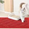 imageSmiry Cat Litter Box Mat 30x17 NonSlip Water Resistant Litter Trapping Mat Easy Clean Less Waste and UrineLocking Cat Carpet for Indoor GreenRed