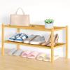 imageSmiry Bamboo Shoe Rack 3 Tier Shoe Organizer for Entryway ampamp Closet Stackable Free Standing Storage Shelf for Shoes Bags ampamp Plants GreyNatural