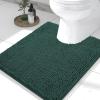 imageSmiry Luxury Chenille Toilet Rugs UShaped 24x20 Soft Absorbent NonSlip Contour Bathroom Rugs for Toilet Machine Washable Contoured Bath Mats Green