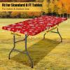 imageSmiry 2 Pack Rectangle Picnic Table Cloth Waterproof Elastic Fitted Tablecloths Washable Polyester Rectangular Patio Table Cover for Camping Indoor and Outdoor Black 30quotx72quotWhite  Red