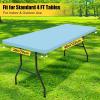 imageSmiry 2 Pack Rectangle Picnic Table Cloth Waterproof Elastic Fitted Tablecloths Washable Polyester Rectangular Patio Table Cover for Camping Indoor and Outdoor Black 30quotx72quotLight Blue